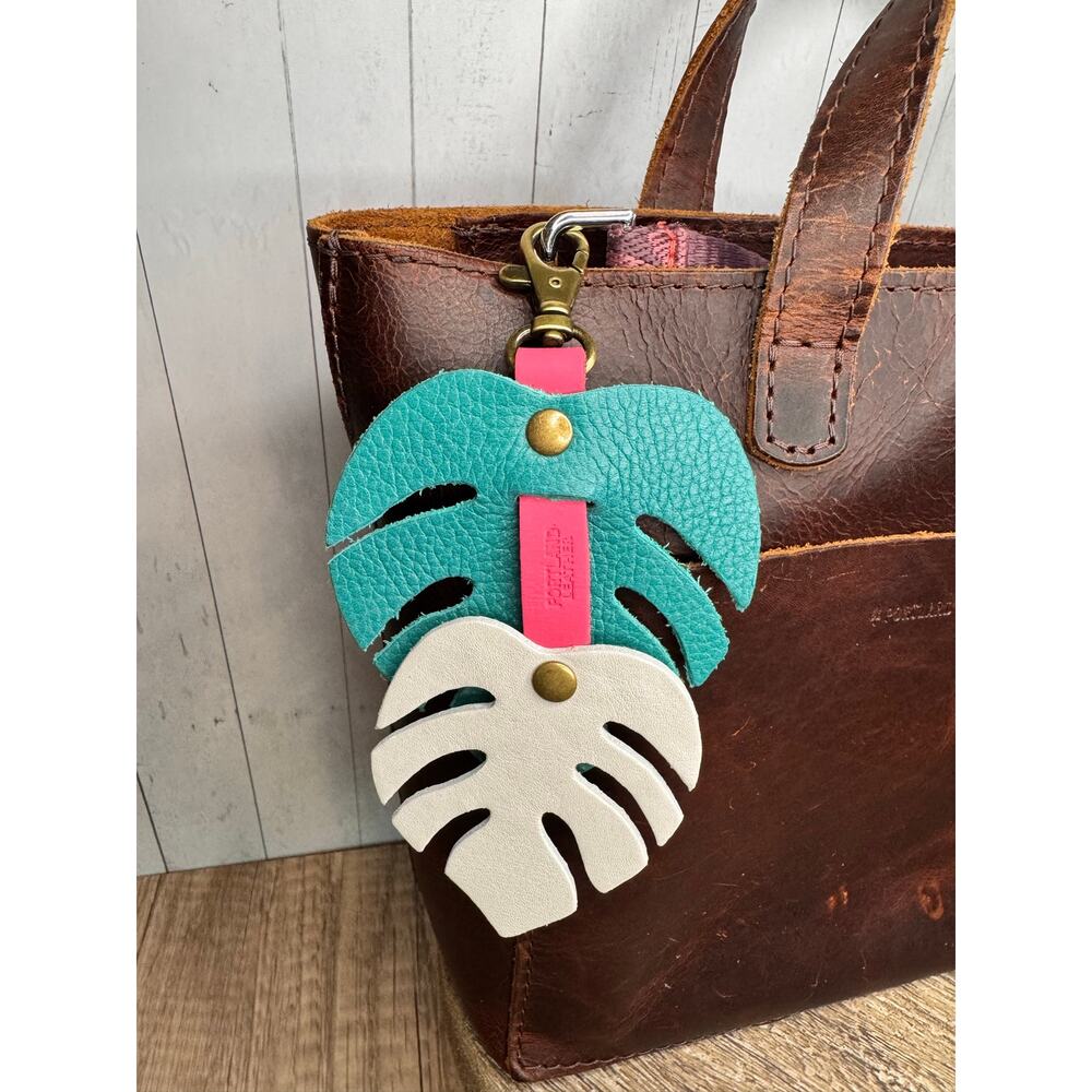 Portland Leather Monstera Bag Charm Purse Charm Monstera Plants Boho Charms